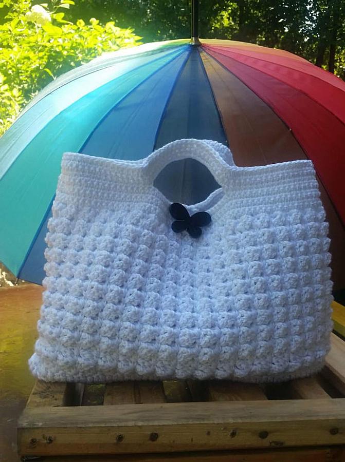 Crochet Bag, White Bag, Crochet Bag, Summer Bag, Cotton Tote, Crochet Handbag, Beach Bag, 