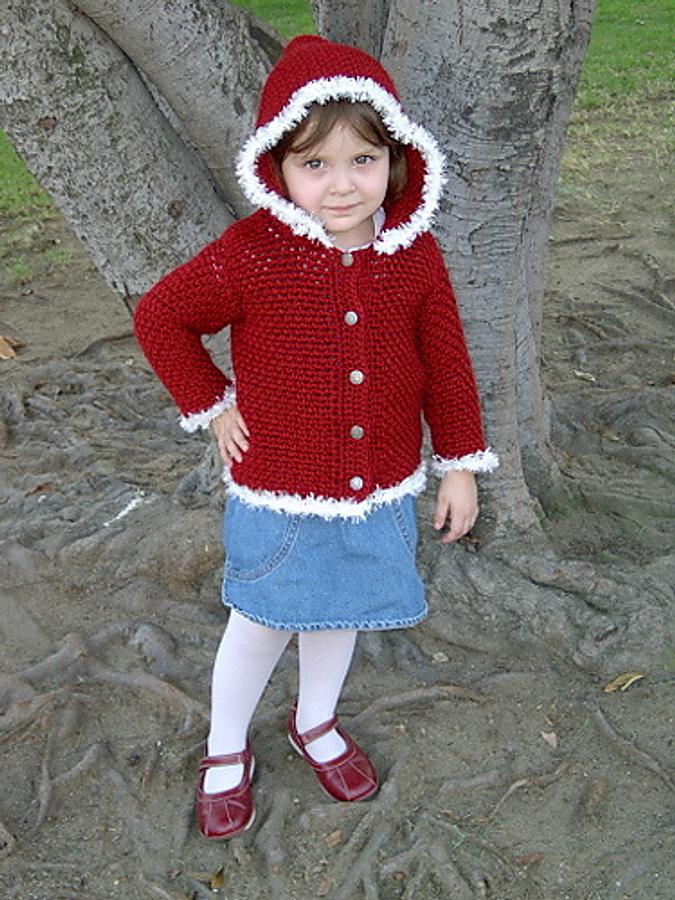 Little Crimson Hooded Crochet Sweater