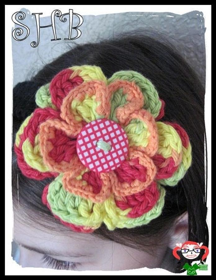 Flower Duo Crochet Adustable Headband With Removable/Interchangeable Flowers