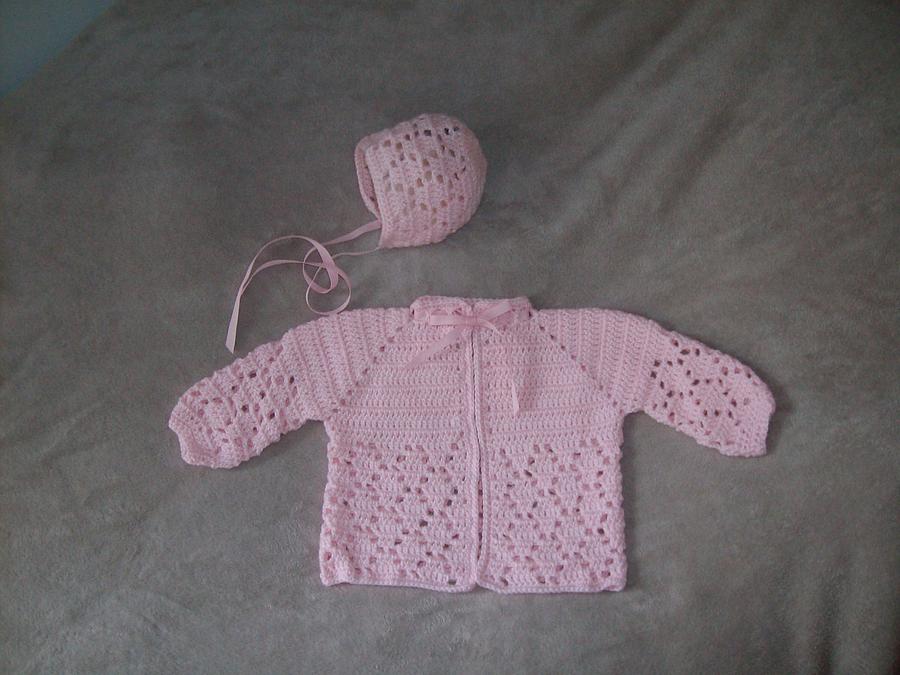 Pink Sweater and Bonnet