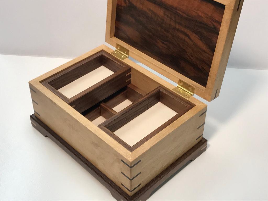 Maple and Walnut Jewelry Box - Woodworking Project by kdc68