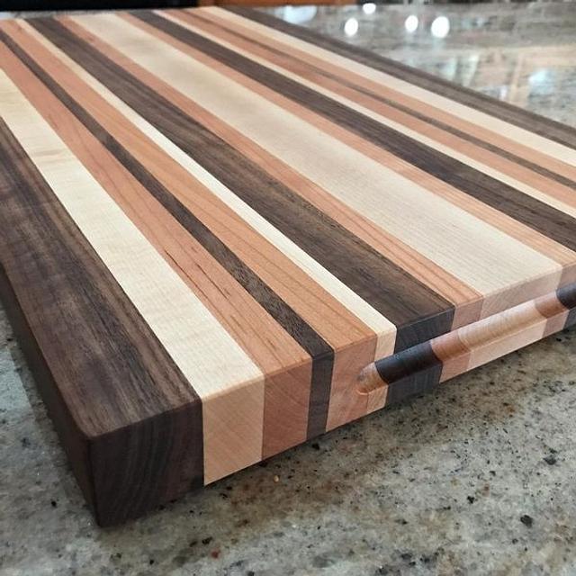 Large Walnut, Maple and Cherry cutting board Woodworking Project by Scott Craftisian