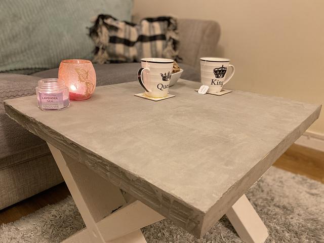 Concrete veneer coffee table 