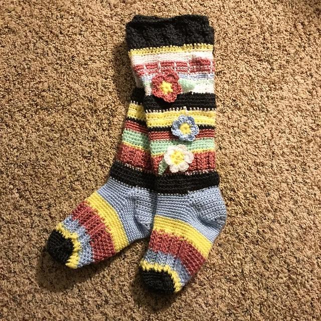 Crocheted Knee High Socks Needleworking Project by Shirley Craftisian