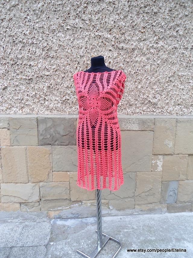 Coral Crochet Women Dress Needleworking Project by etelina Craftisian