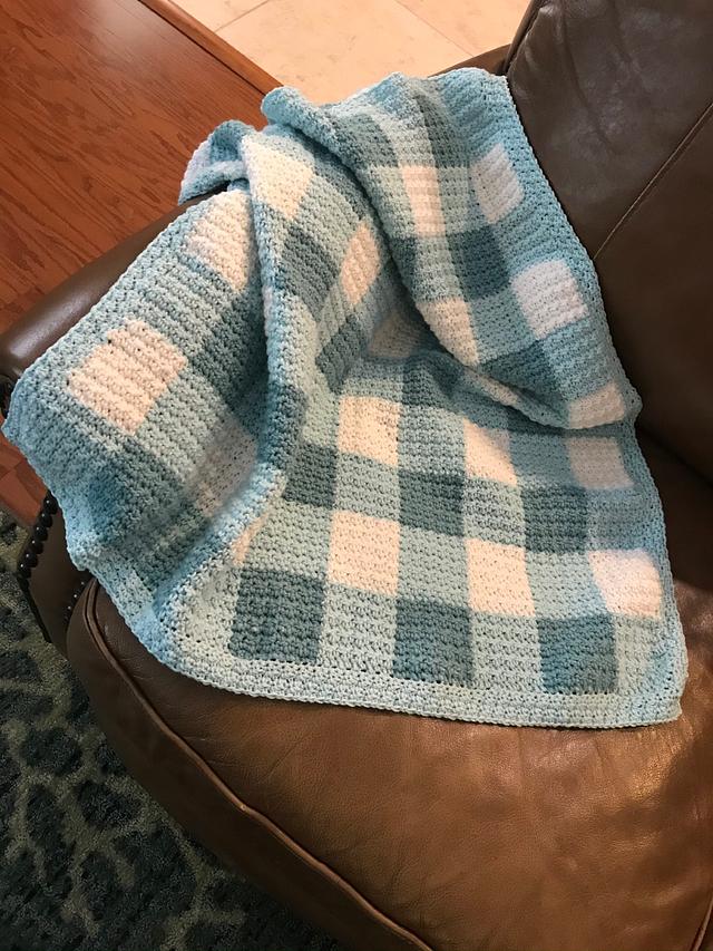 Crocheted baby gingham blanket Needleworking Project by Shirley