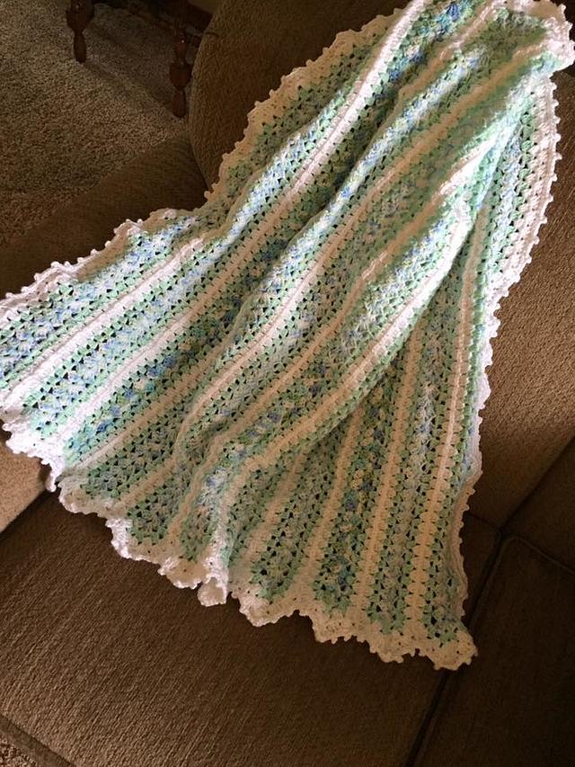 Crocheted Mile a Minute Baby Blanket Needleworking Project by Shirley
