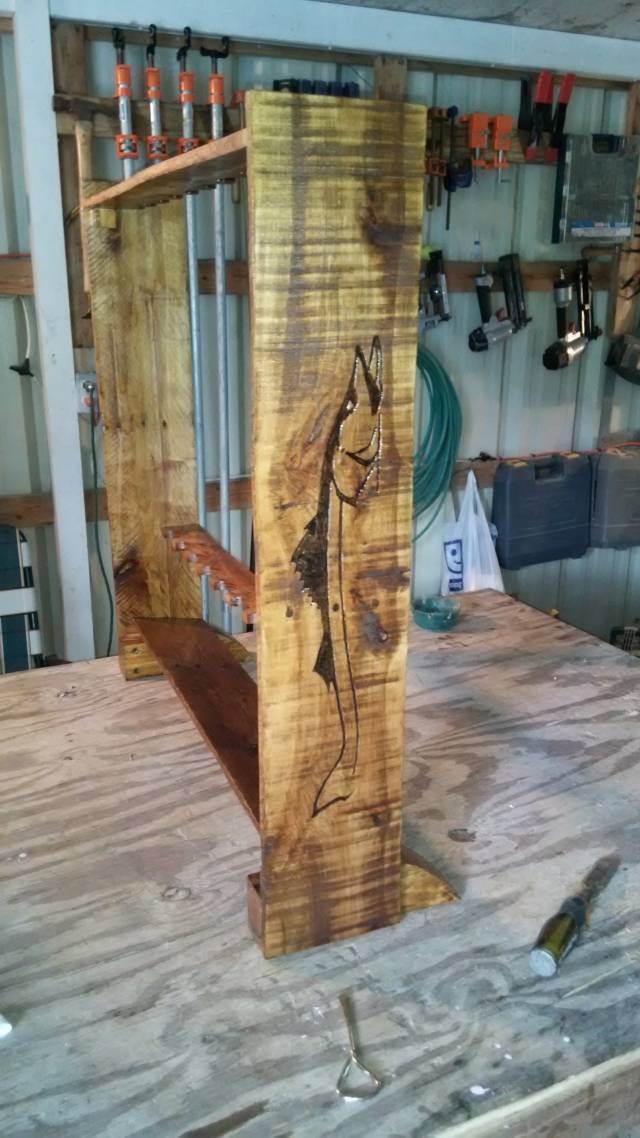 Pallet Wood Hand Carved Fishing Rod Rack - Woodworking Project by Ben  Buxton - Craftisian