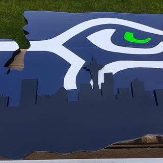 Seahawk with Seattle skyline - Woodworking Project by Tim Seahawk with Seattle skyline - Woodworking Project by Tim