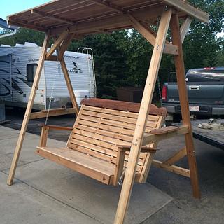 Cedar lawn swing with wood canopy - Woodworking Project by Sheri Noble, woodworking at it’s finest! Cedar lawn swing with wood canopy - Woodworking Project by Sheri Noble, woodworking at it’s finest!