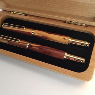 Cedar wood Fountain Pen and Rollerball Pen set. - Woodworking Project by Grimes Turns Cedar wood Fountain Pen and Rollerball Pen set. - Woodworking Project by Grimes Turns