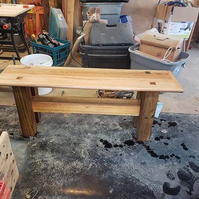 Sitting bench from dumpster material - Project by Jeff B