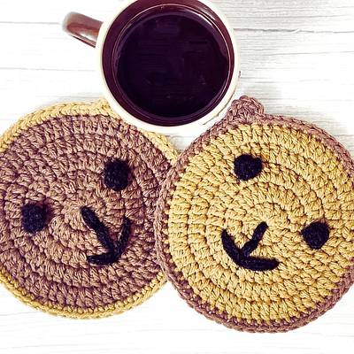 Crochet Teddy Bear Coaster Free Pattern - Project by rajiscrafthobby