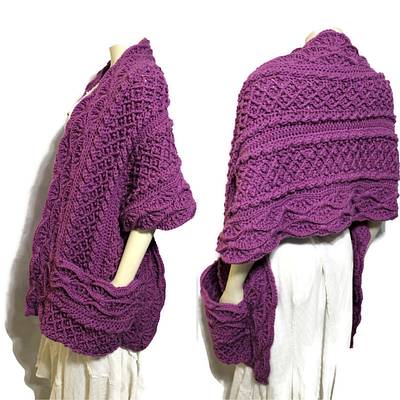 Warm Hugs Pocket Shawl in Hot Orchid - Project by Donelda's Creations