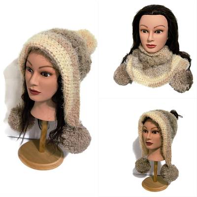 Frozen Snow Hat Warmer 5 Caron Latte - Project by Donelda's Creations