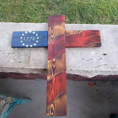 1776 burnt American flag cross. - Project by Tydisura