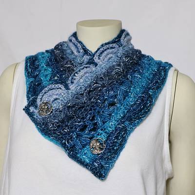 Roxy's Cowl in Shawl in a Cake Healing Teal. - Project by Donelda's Creations