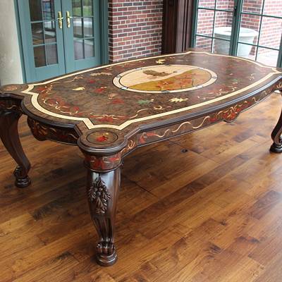 Dining Table with Carving & Marquetry - Project by Dennis Zongker 