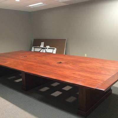 Mahogany conference room table 2 1/2" thick top X 6' 8" wide 15' long - Project by woodbutchersc