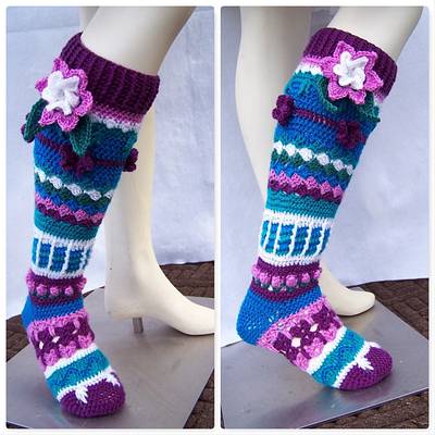 Flower Knee Highs - Project by Donelda's Creations