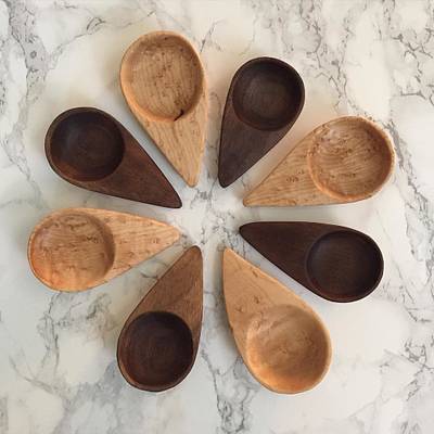 Walnut and birdseye maple coffee scoops - Project by Nick Endle