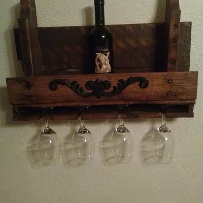 reclaimed pallet wood wine rack and stem holder - Project by JMac