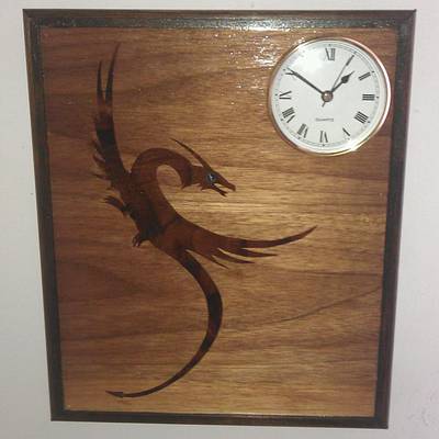 Marquetry Dragon Clock. - Project by Frank Murphy