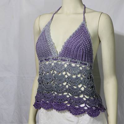 Lacy Halter Top in Sugar Wheel Cotton - Project by Donelda's Creations