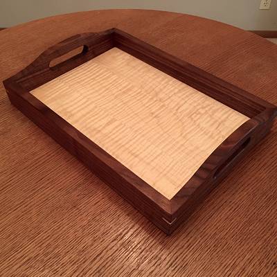 Walnut and curly maple serving tray - Project by Nick Endle