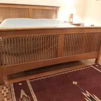 Bed, night tables, lamp.   Arts and Crafts Heirloom Style