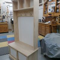 Entry way coat and shoe tree cabinet