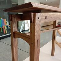 Utility table inspired by Japanese and Arts and Craft furniture design