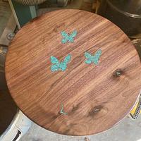 Walnut Lazy Susan with Turqouise Inlay - Project by oldrivers