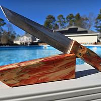 Wooden Knife scales with matching sheath