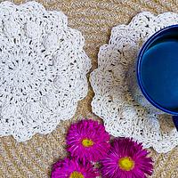 Easy Textured Crochet Boho Coaster with Macrame Thread - Project by rajiscrafthobby