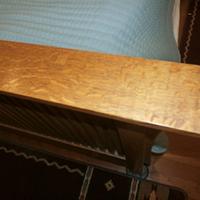 Bed, night tables, lamp.   Arts and Crafts Heirloom Style