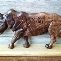 Rhinoceros sculpture with walnut wood - Project by siavash_abdoli_wood