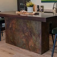 Bar Height Table with Steel Patinated Base - Project by Brian Benham