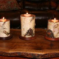 birch log votives