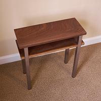 Tiny Walnut and Steel Side Table