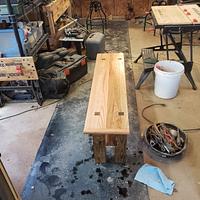 Sitting bench from dumpster material