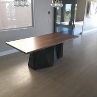 Walnut Top Dining Table with "Stealth" Style Base