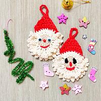 Crochet Santa Face Ornament Easy Christmas Tree Decoration - Project by rajiscrafthobby