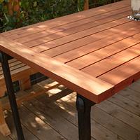 Redwood Patio Table with Solid Steel Base (2011)