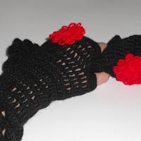 Crochet Black Fingerless, Black Crochet Gloves, Woman Fashion Accessories, Gift Gloves