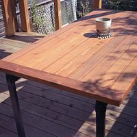 Redwood Patio Table with Solid Steel Base (2011)