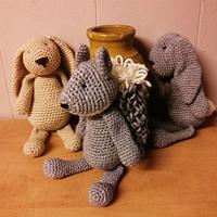 Two Rabbit's and a Squirrel crocheted Toys