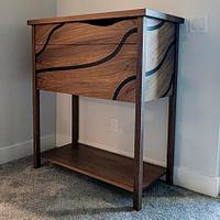 Walnut Dressing Vanity with a Black Swoosh - Project by Brian Benham