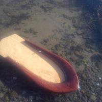 small wooden bodysurf handplane