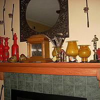 Mantle, Entertainment Center and Glass Case